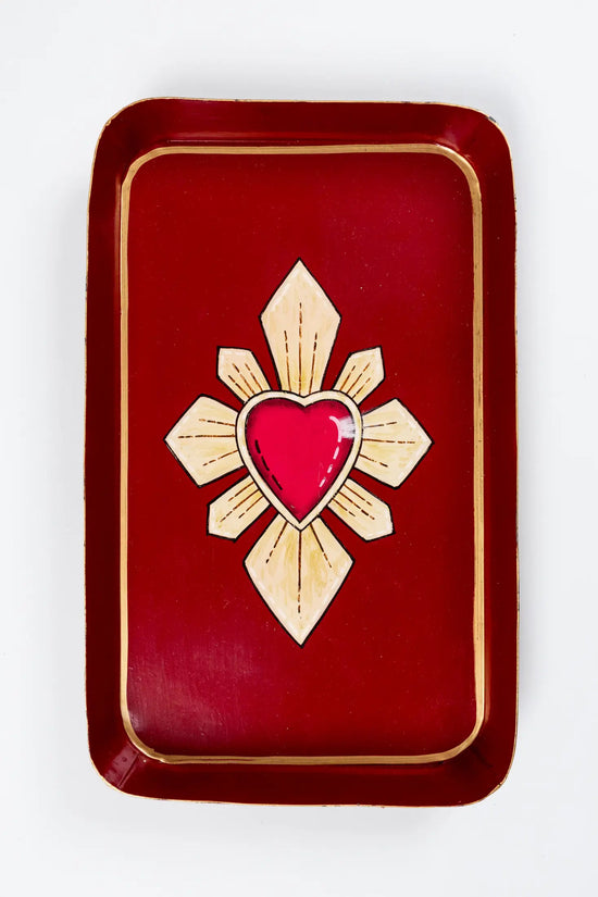 Hand-Painted Festive Decorative Iron Tray