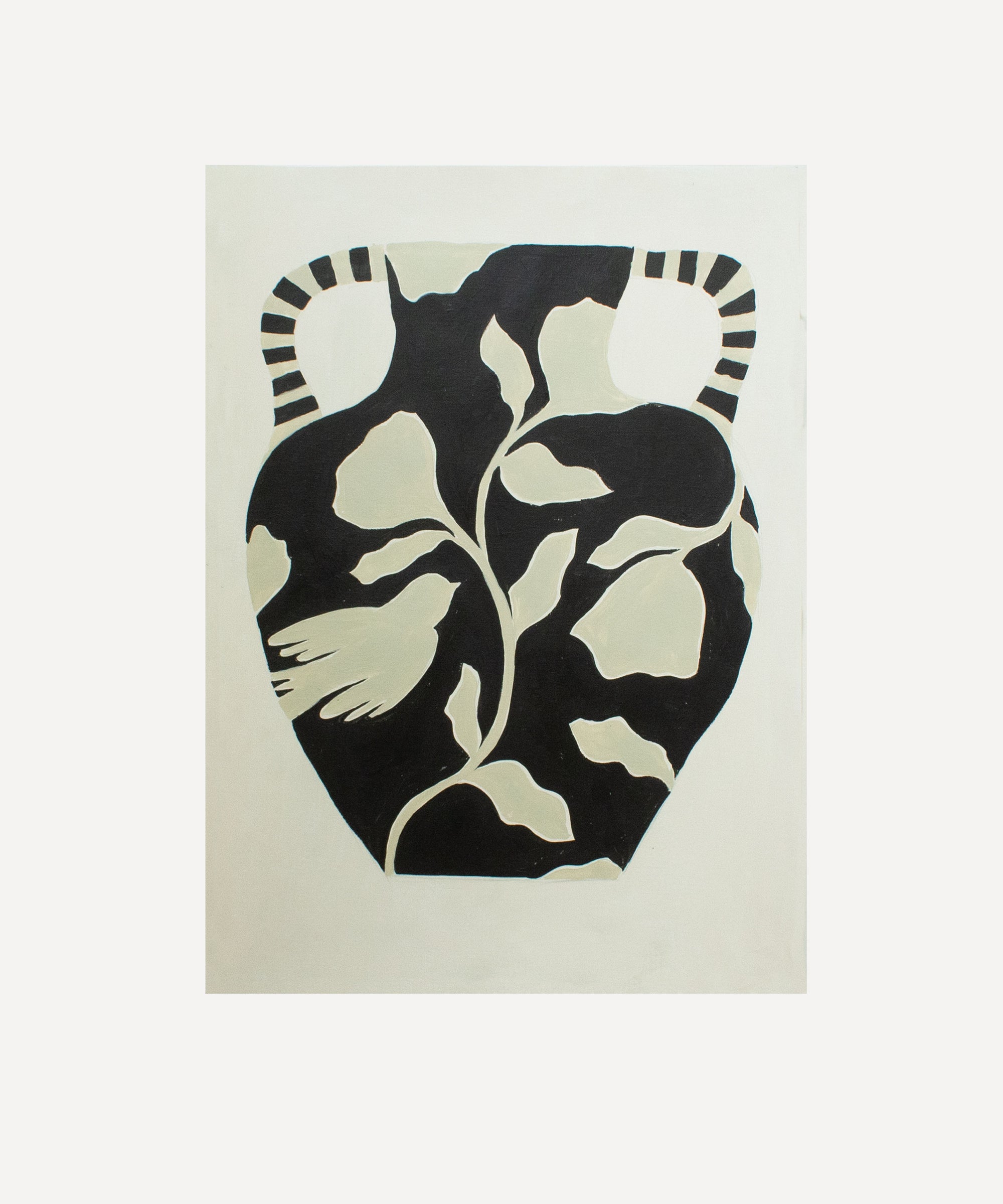 Bird on black vase- Original painting