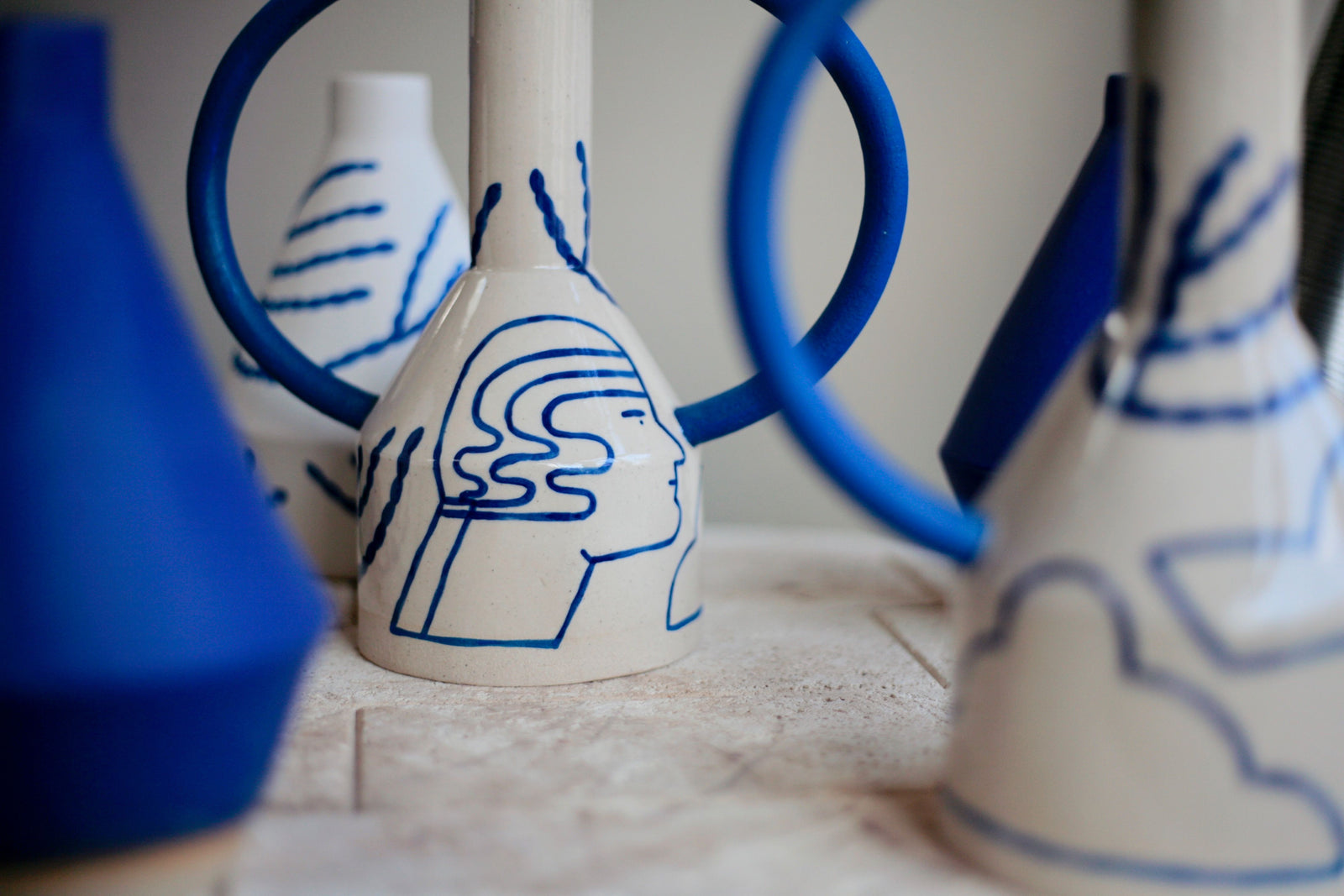 Extra Large Hand Painted Jug Eared Vase