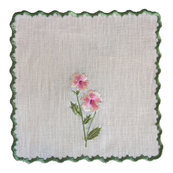 FLORAL - Floral Embroidery Cocktail Napkin Set (set of 6)
