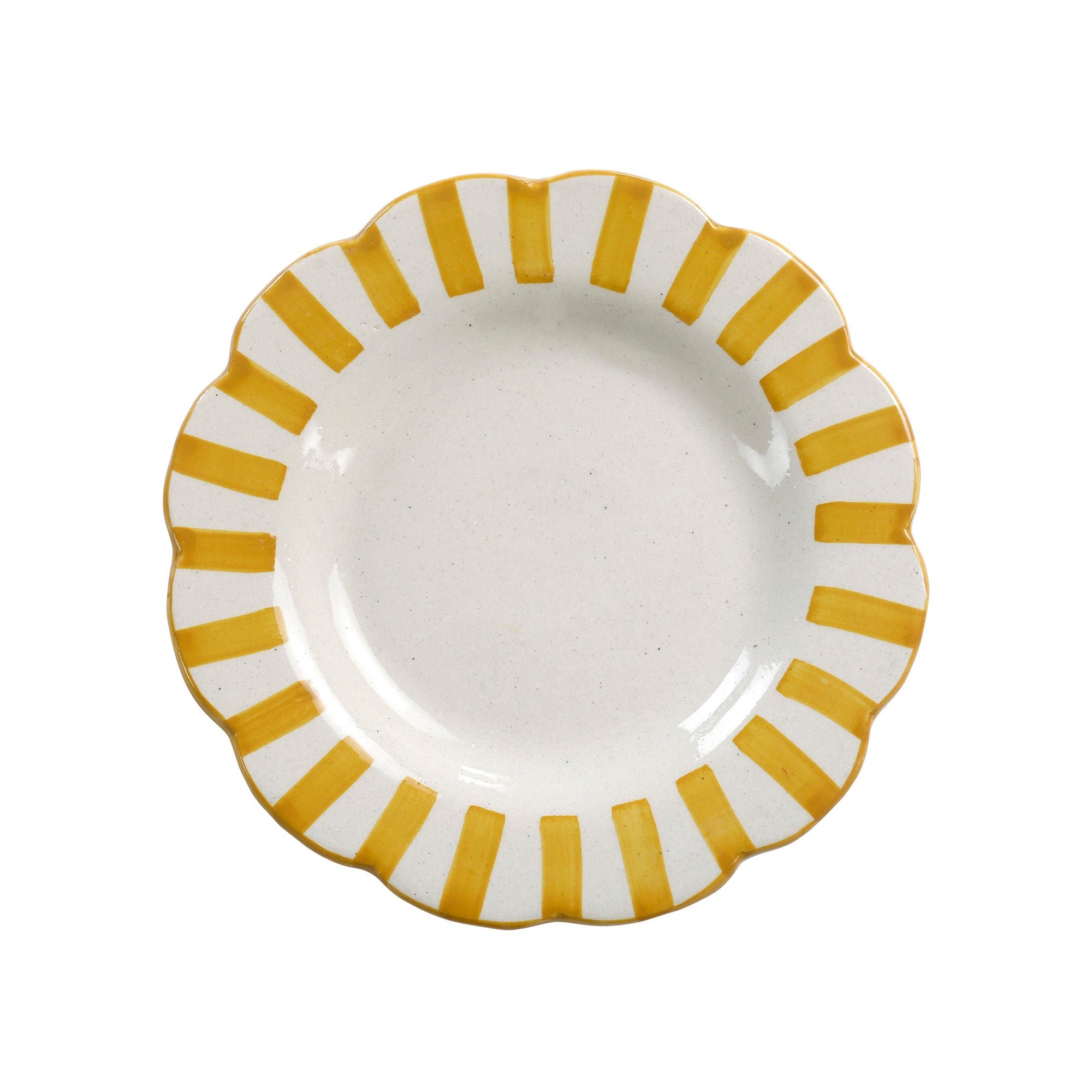 Ceramic Stripe Salad Plate Yellow