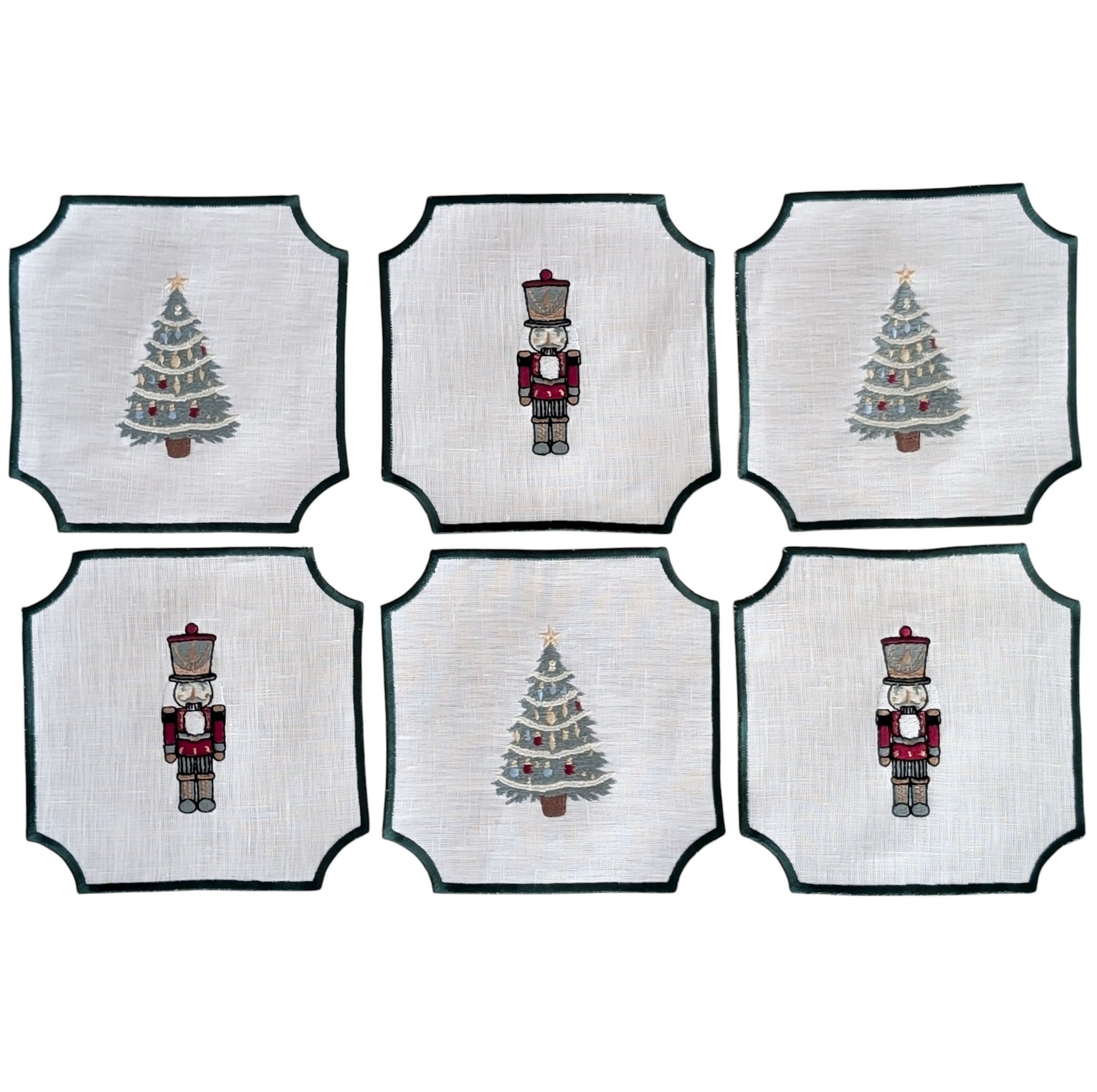 NUTCRACKER - Christmas Embroidery Cocktail Napkin Set (set of 6)