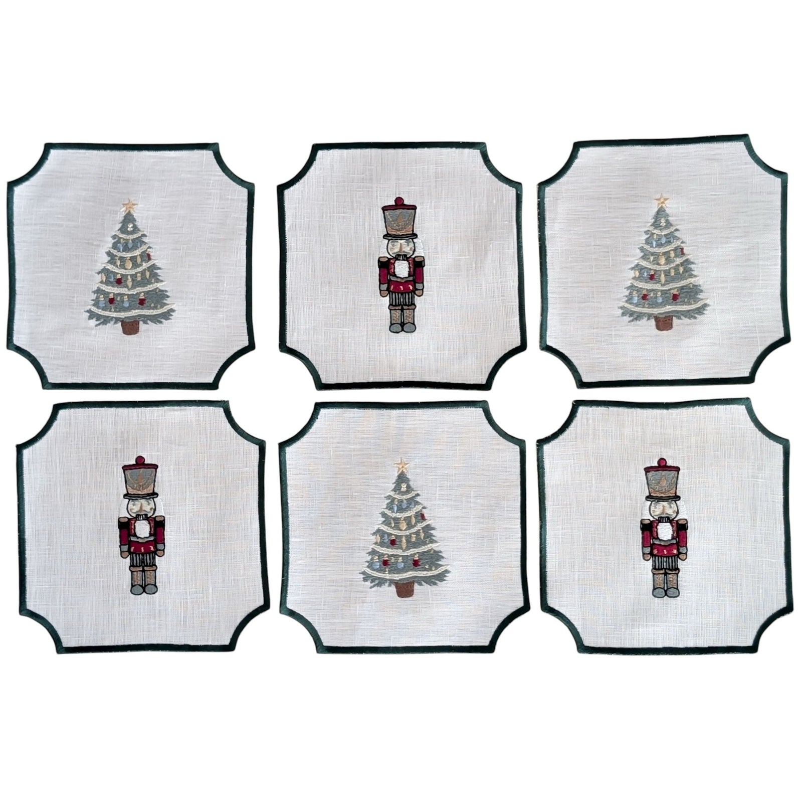 NUTCRACKER - Christmas Embroidery Cocktail Napkin Set (set of 6)