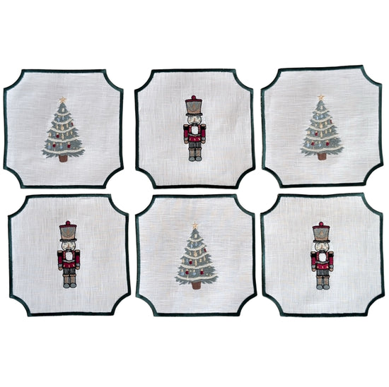 NUTCRACKER - Christmas Embroidery Cocktail Napkin Set (set of 6)