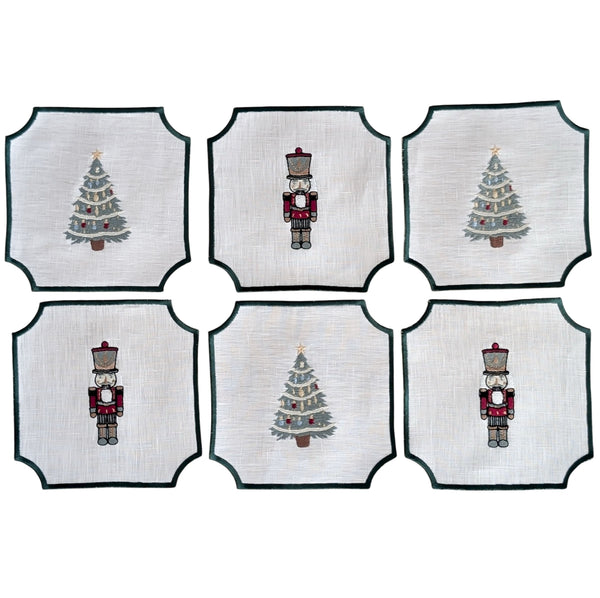 NUTCRACKER - Christmas Embroidery Cocktail Napkin Set (set of 6)