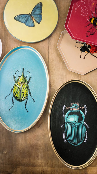 Hand-Painted Decorative Iron Tray - Beetle