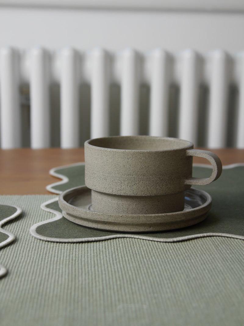 Angular Mug and Saucer Coffee Set, Stone