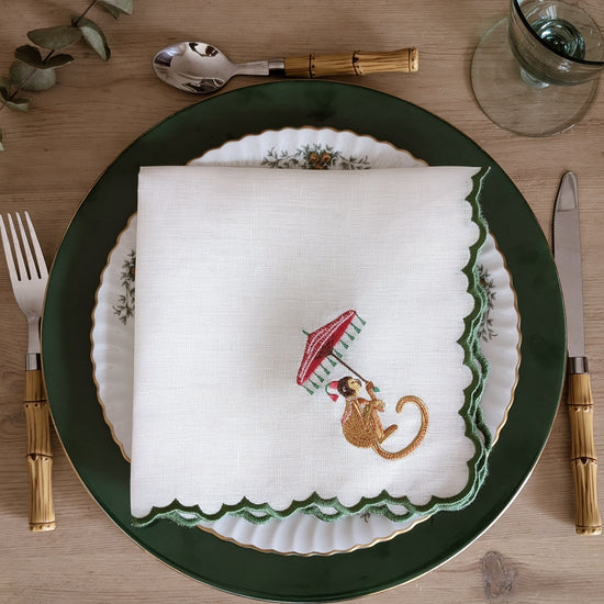 Monkeys - Embroidered Table Napkins (set of 6)