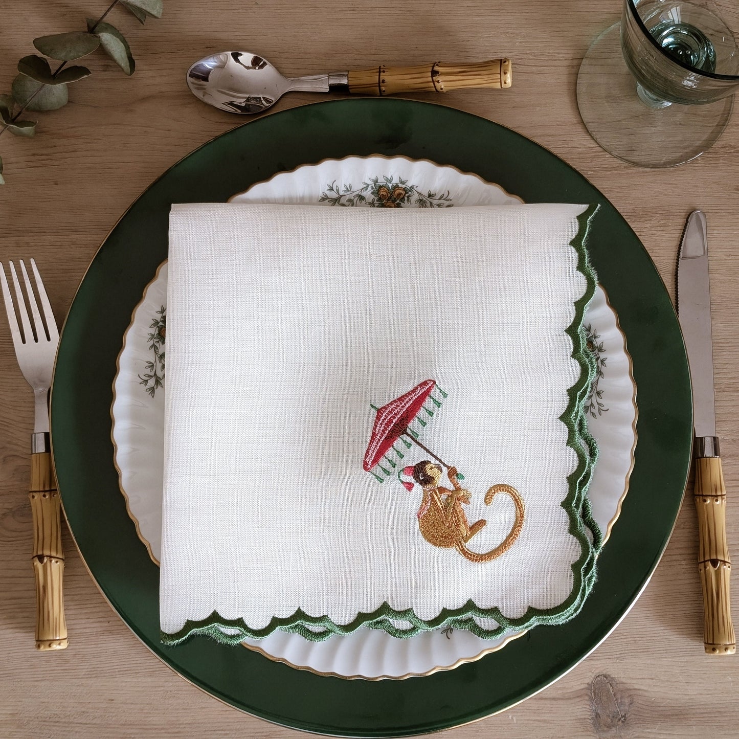 Monkeys - Embroidered Table Napkins (set of 6)