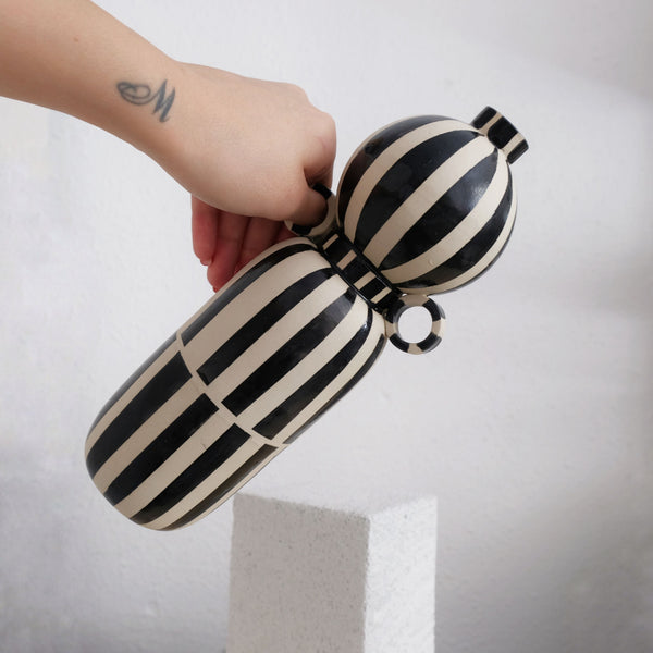 Alma-May -Ceramic Vase - White and Black Stripes