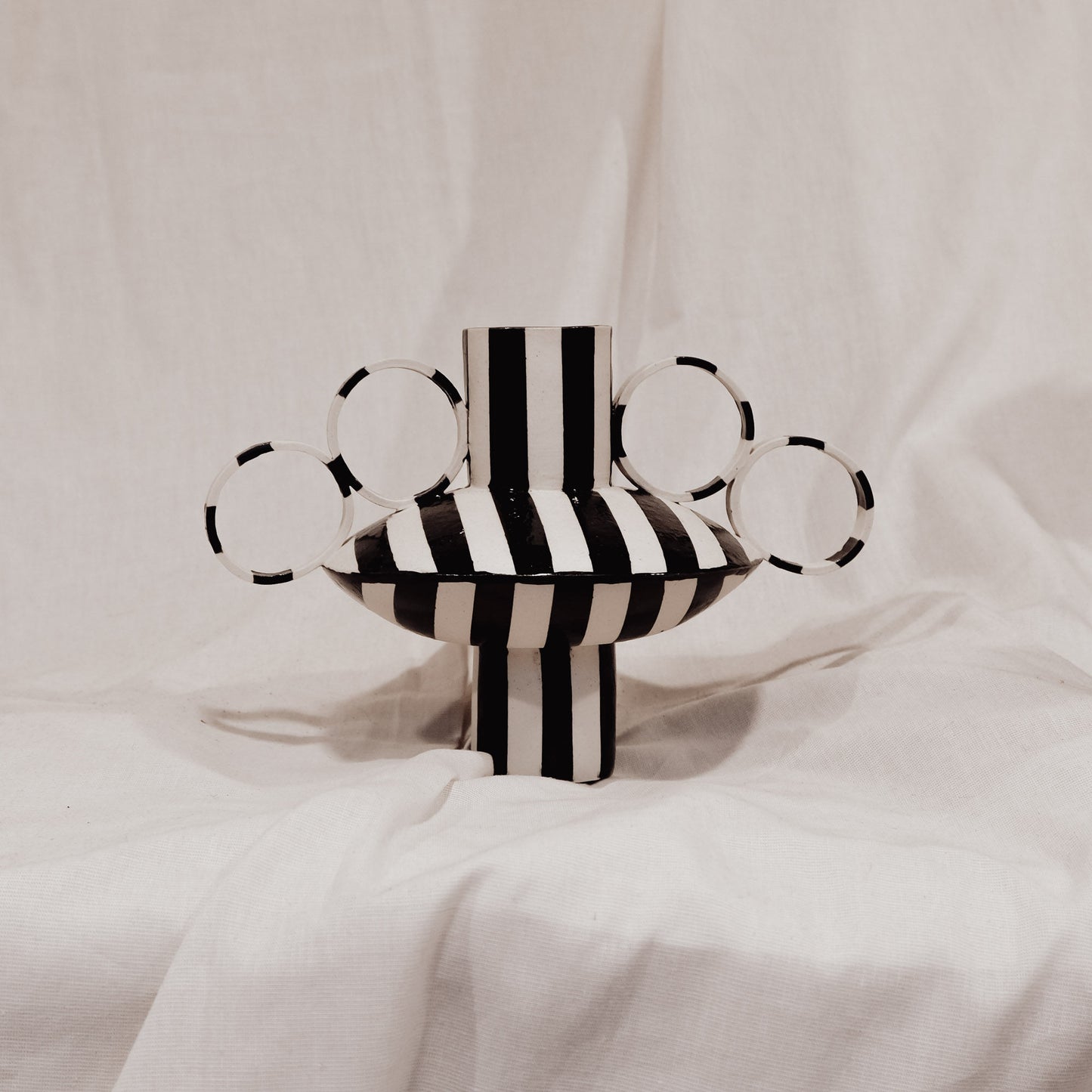 Small Zebrino - Classic Black & White Stripes - II - Porcelain Vase