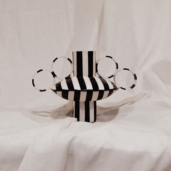 Small Zebrino - Classic Black & White Stripes - II - Porcelain Vase