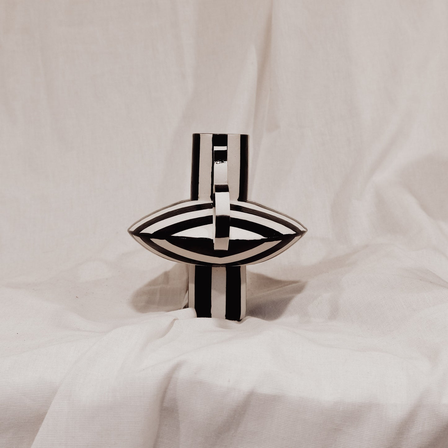 Small Zebrino - Classic Black & White Stripes - II - Porcelain Vase