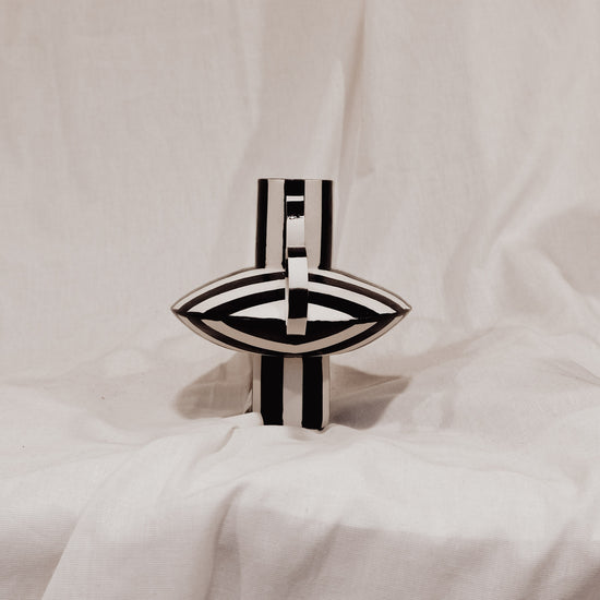 Small Zebrino - Classic Black & White Stripes - II - Porcelain Vase