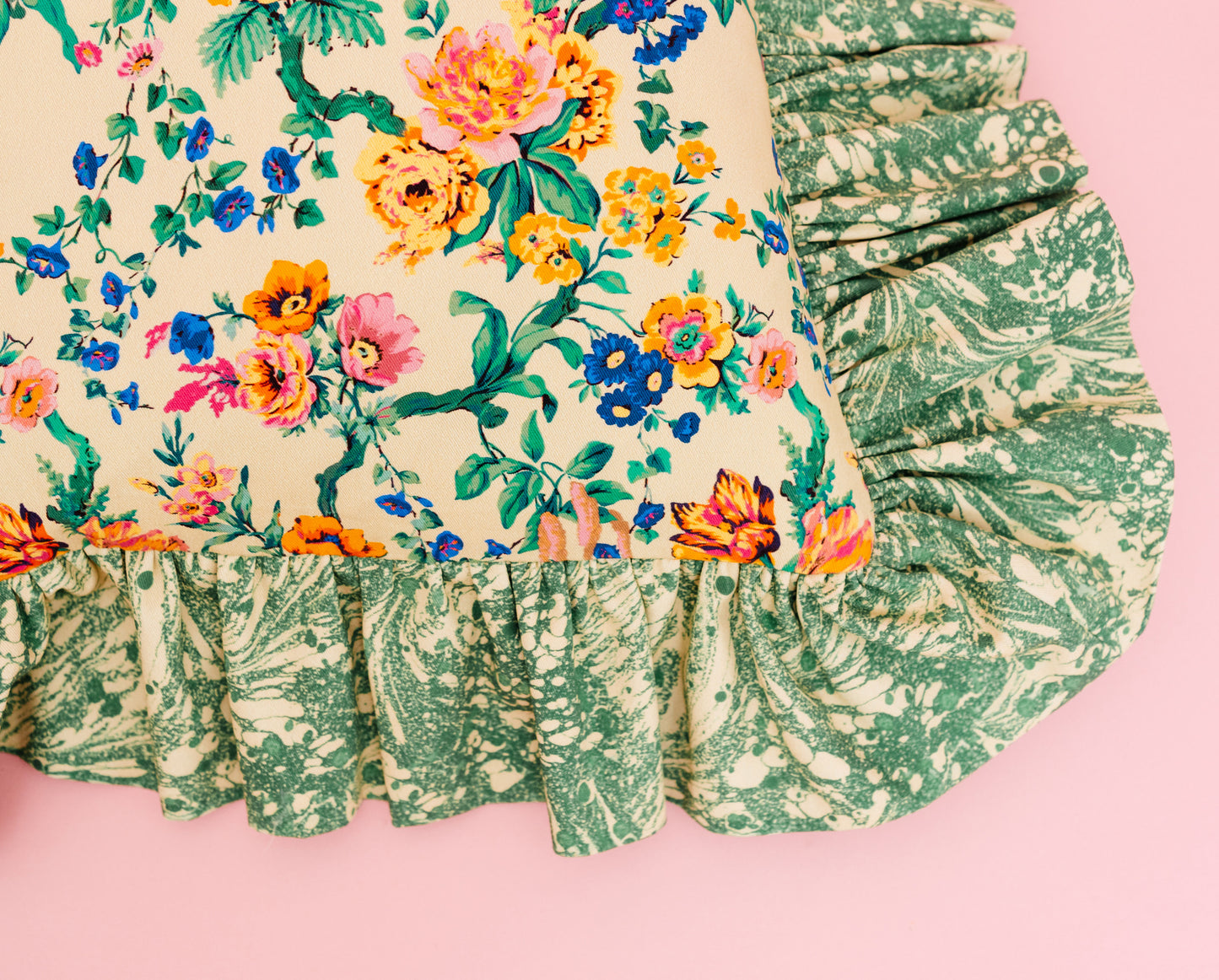 "Frilly Fancy" cushion in Fern green