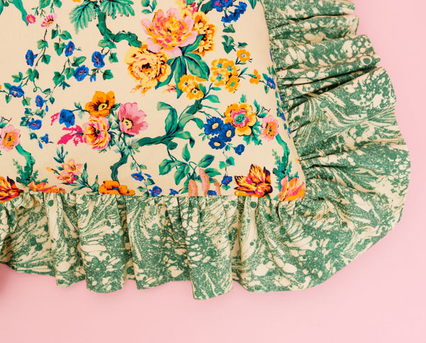 "Frilly Fancy" cushion in Fern green