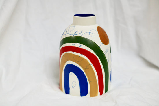 Porcelain Beehive Vase in Brushstroke