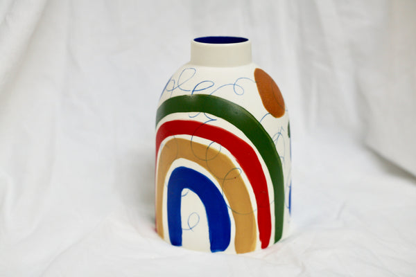 Porcelain Beehive Vase in Brushstroke