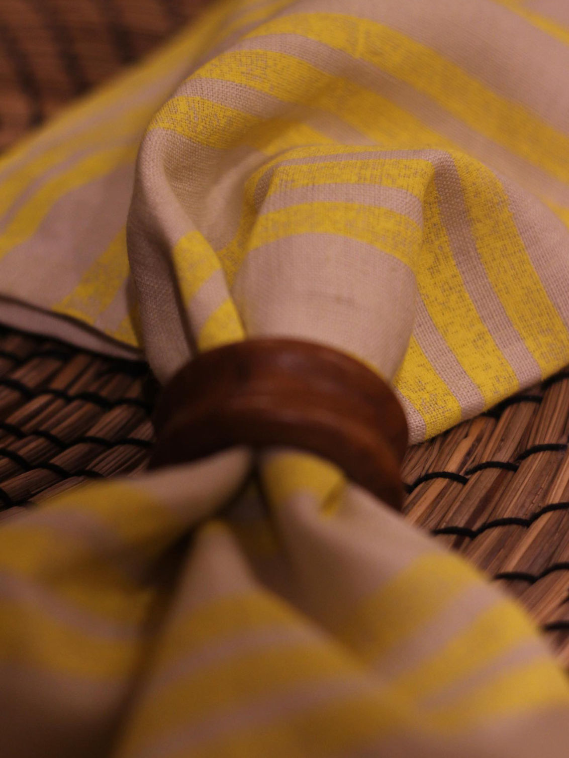 Lemon Striped Napkins. Set of 4