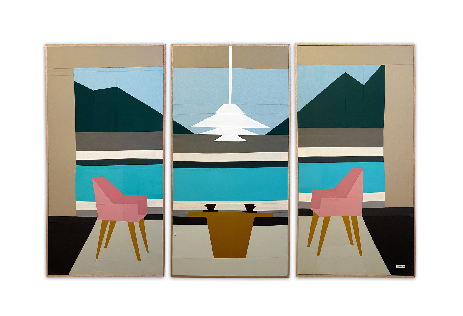 Coffee With A View Original Quilted Triptych