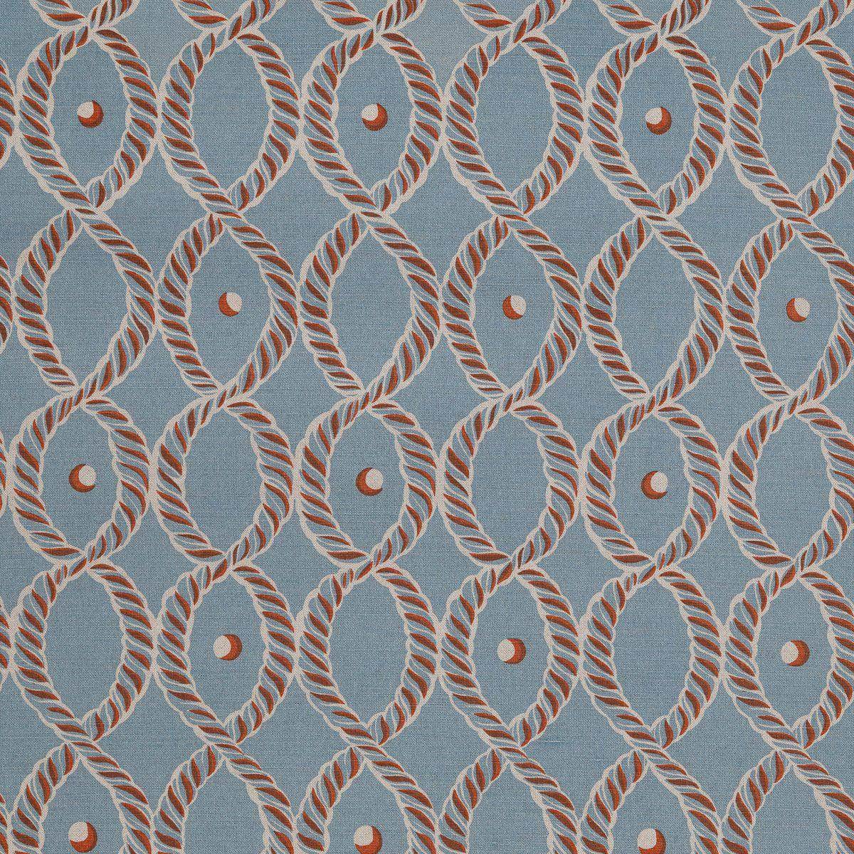 Dolly Fabric in Field Blue and Rust