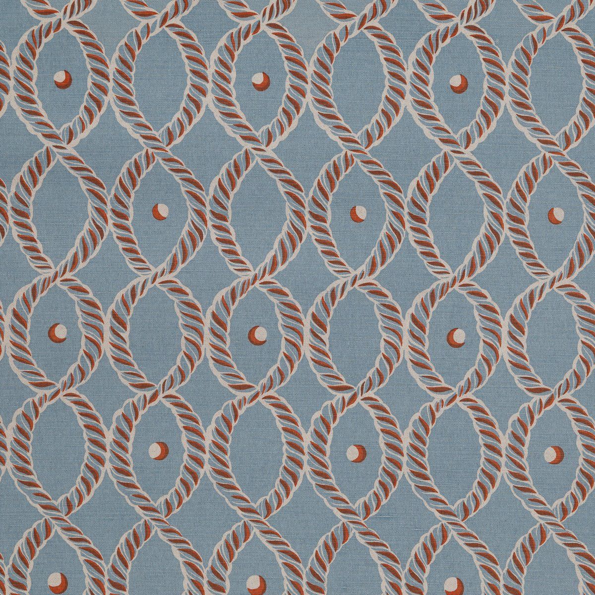 Dolly Fabric in Field Blue and Rust