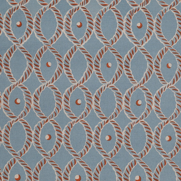 Dolly Fabric in Field Blue and Rust