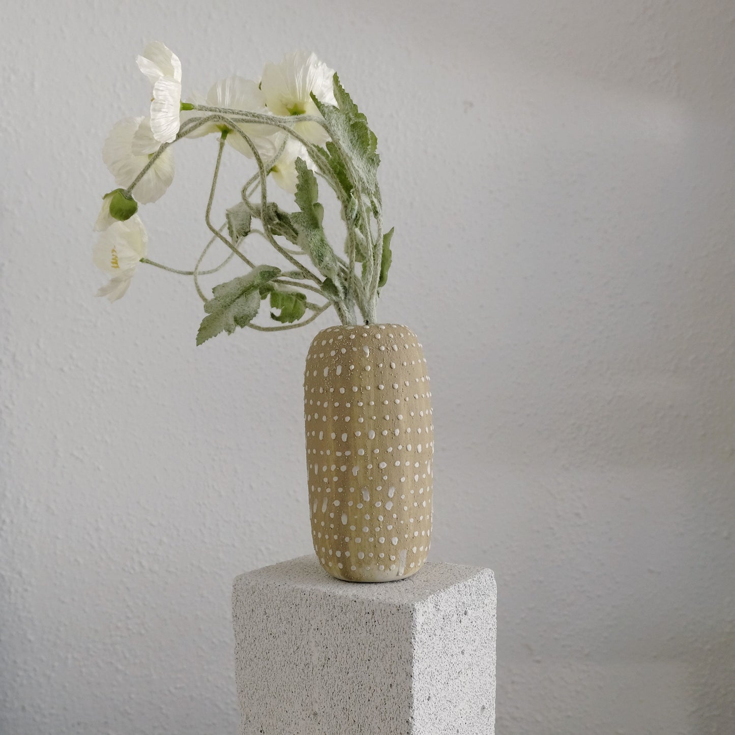 Murray - Ceramic Vase - Light Brown with White Dots