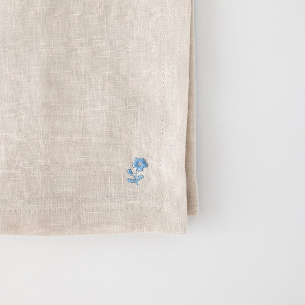 Beige Linen Napkins (Set of 2) – Floral Embroidery