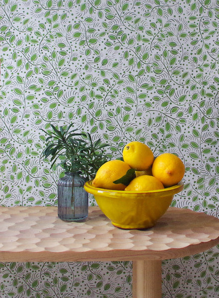 Printed Little Leaves Wallpaper - Green