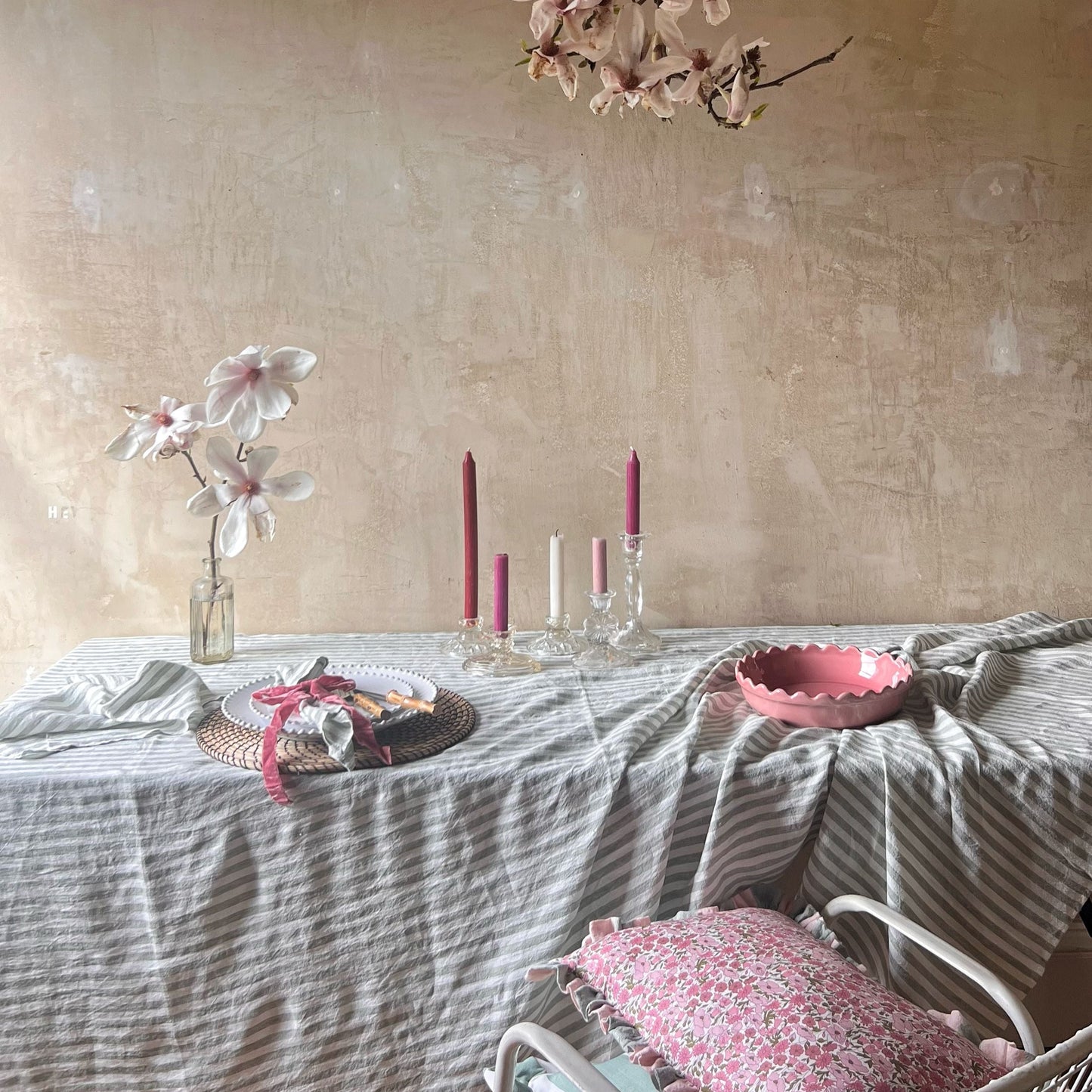 Large Linen Tablecloth - Wimbledon