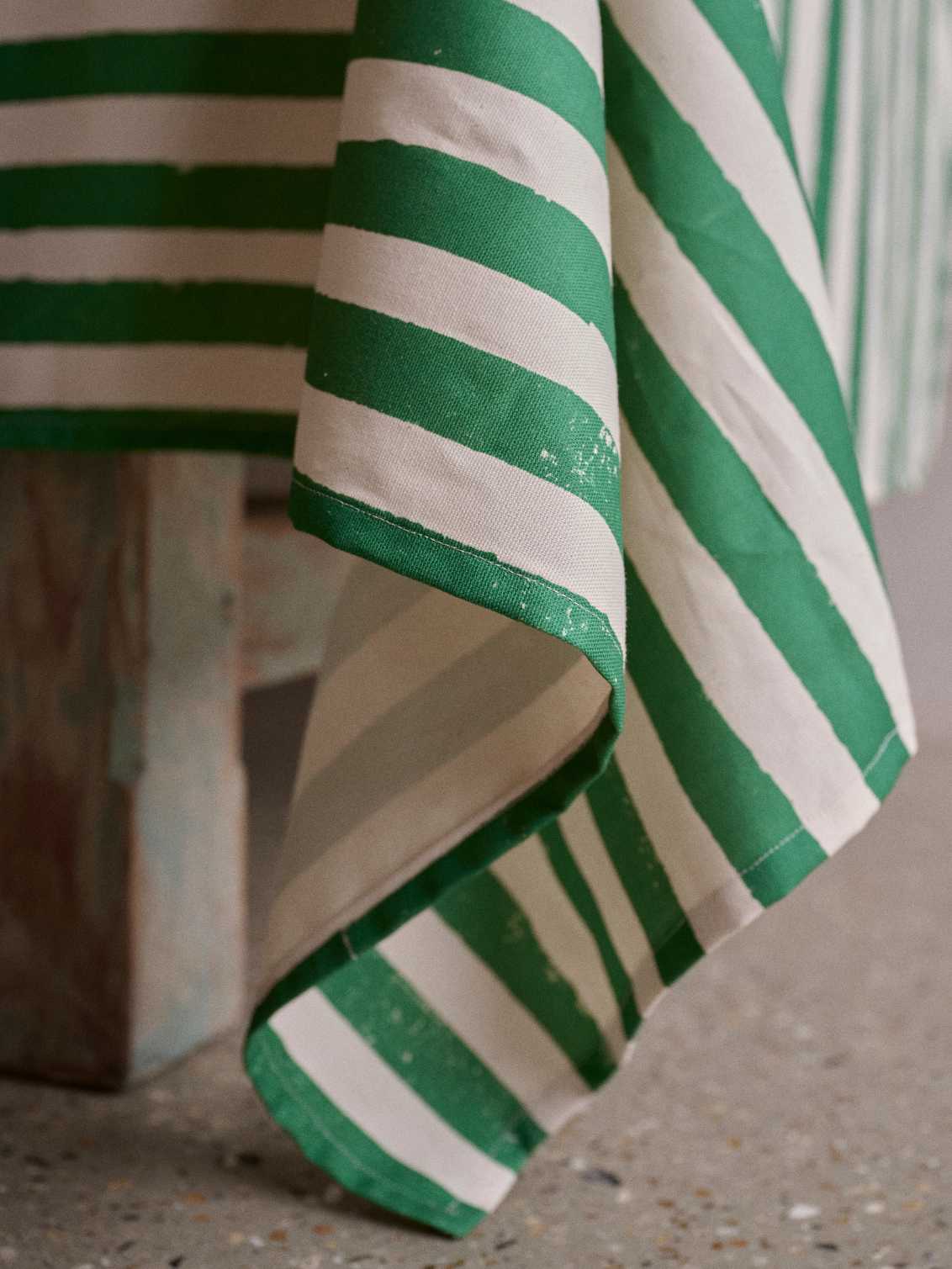 Christmas Green Stripe Tablecloth