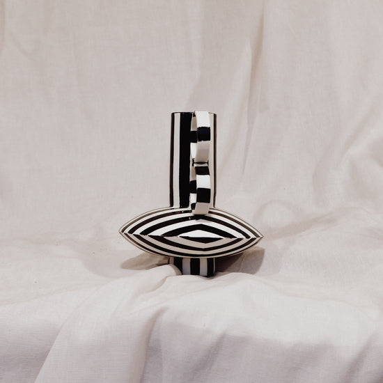 Small Zebrino - Classic Black & White Stripes - Porcelain Vase