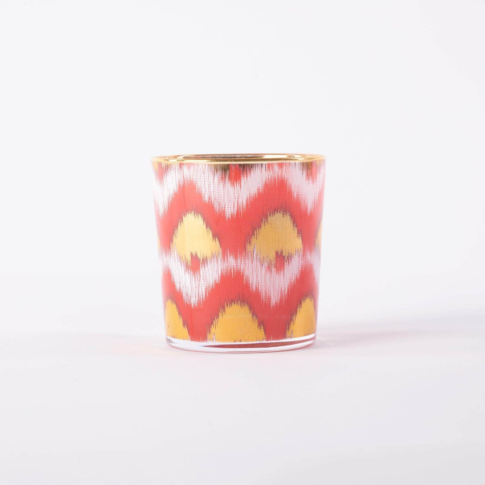 Ikat gold glasses - Red Tumbler Set of 4