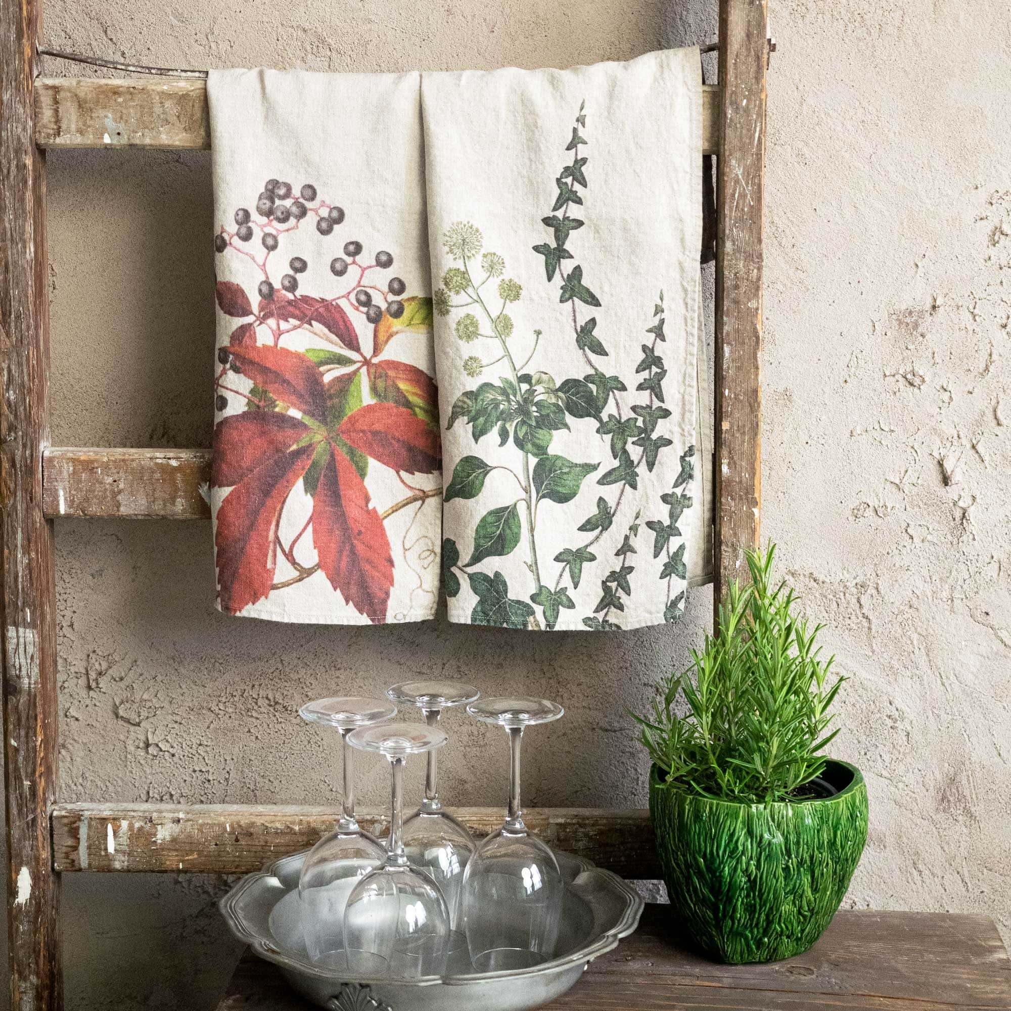 Linen Kitchen Towels IVY & CREEPER Set of 2