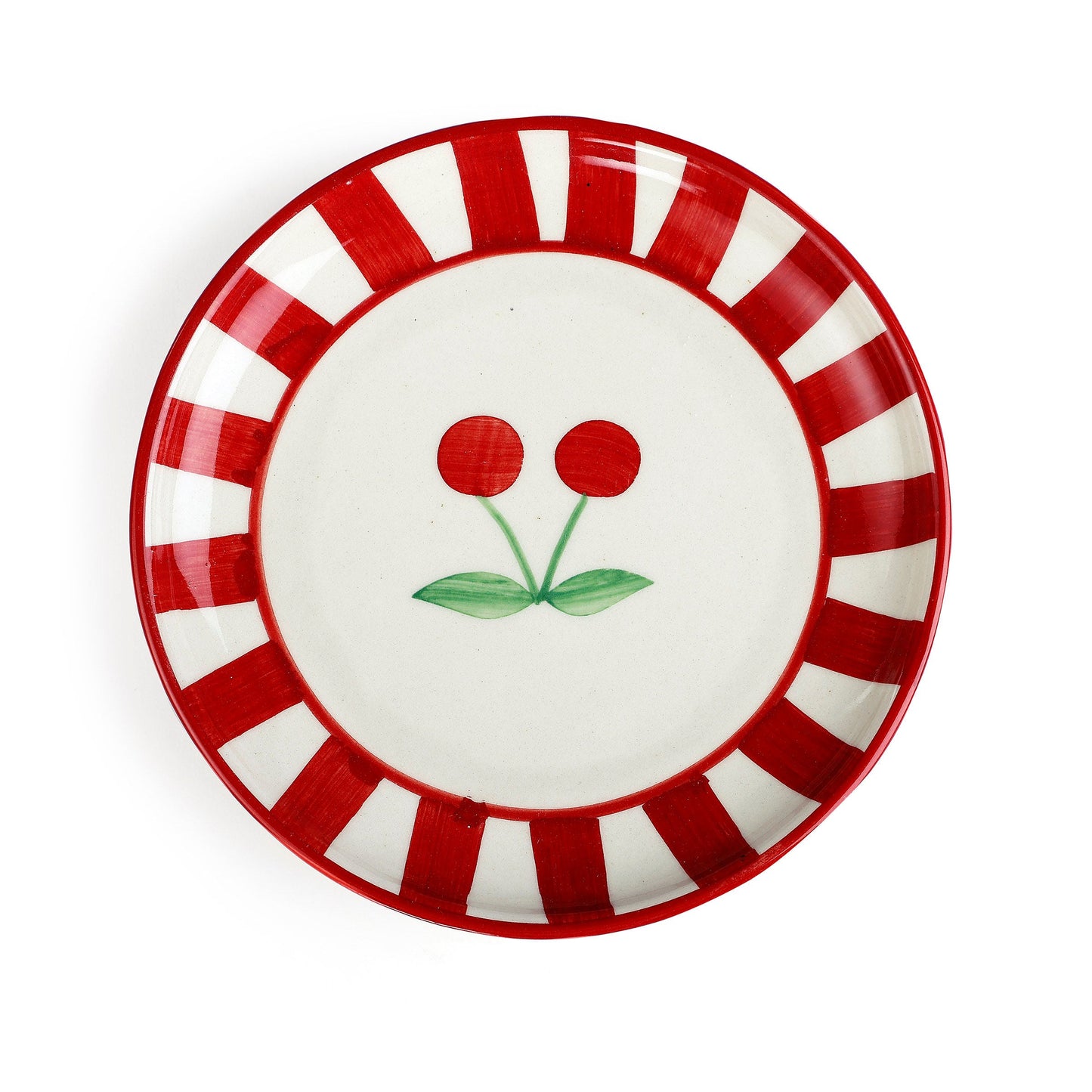 Ceramic Cherry Dessert Plate - Red