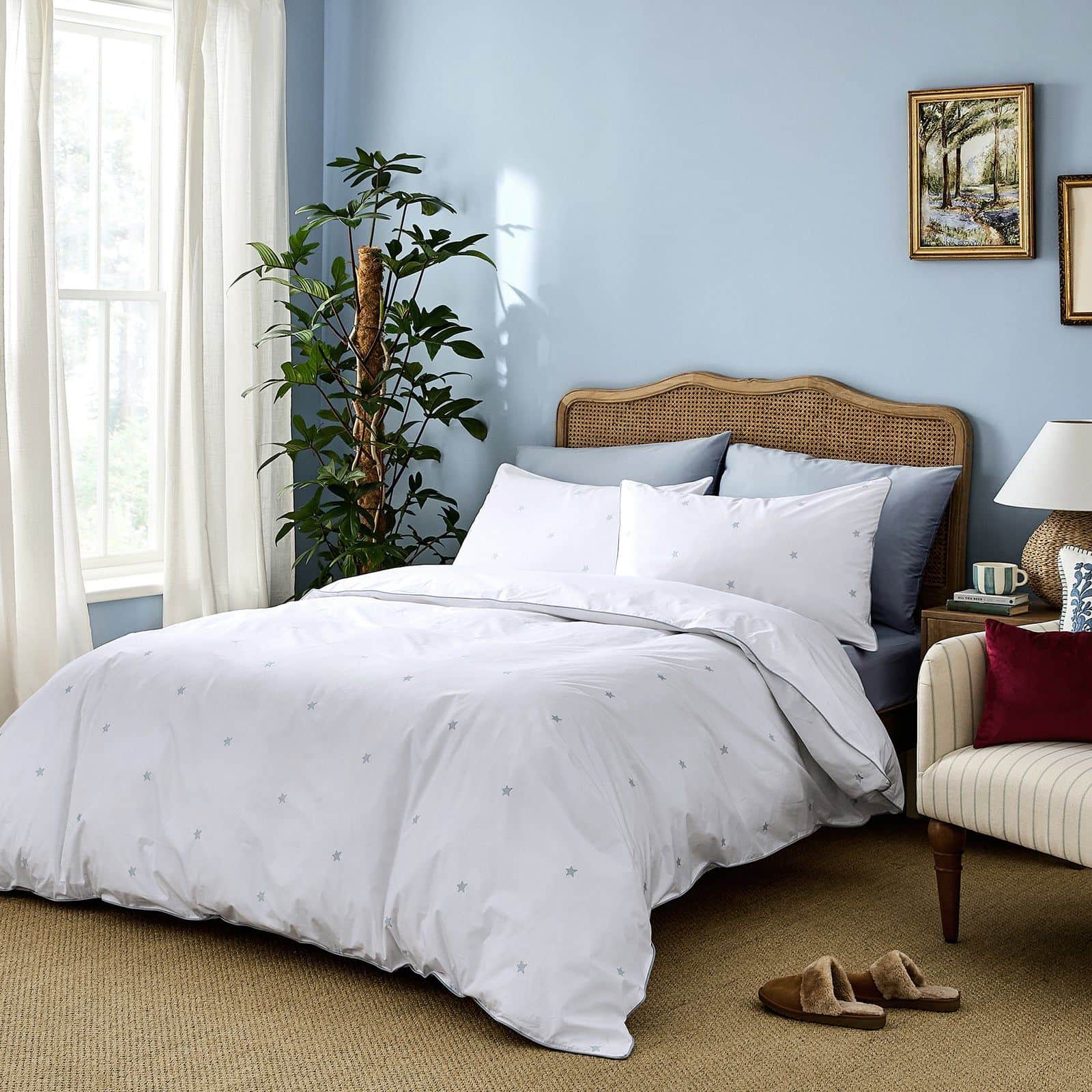 Luxury Organic Ocean Blue Amongst The Stars Pillowcases