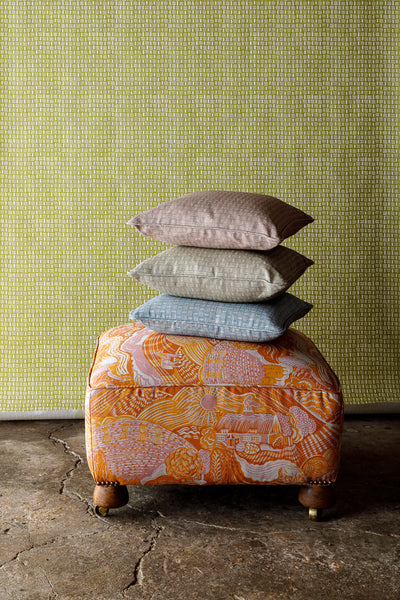 Small Piped Cushion in Basket Corn Grey