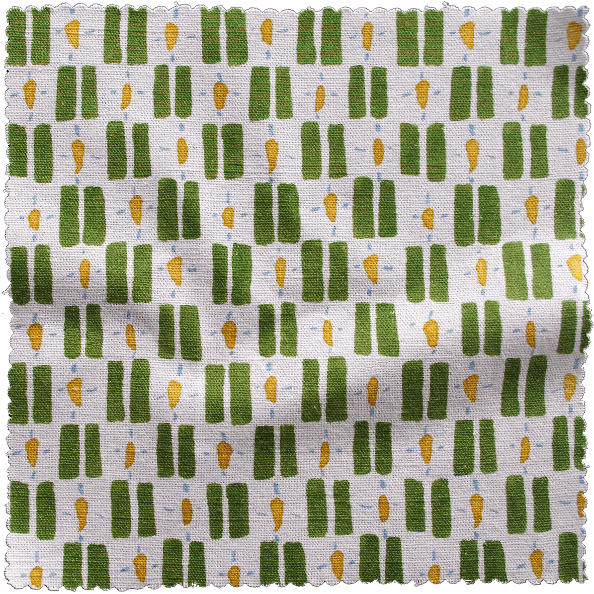 Printed Little Check Fabric - Green