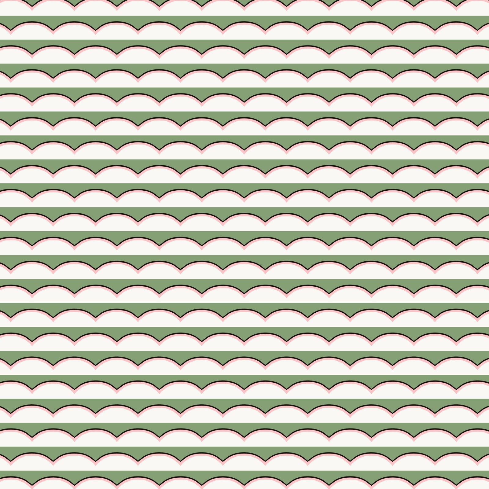 Scallops Wallpaper - Green