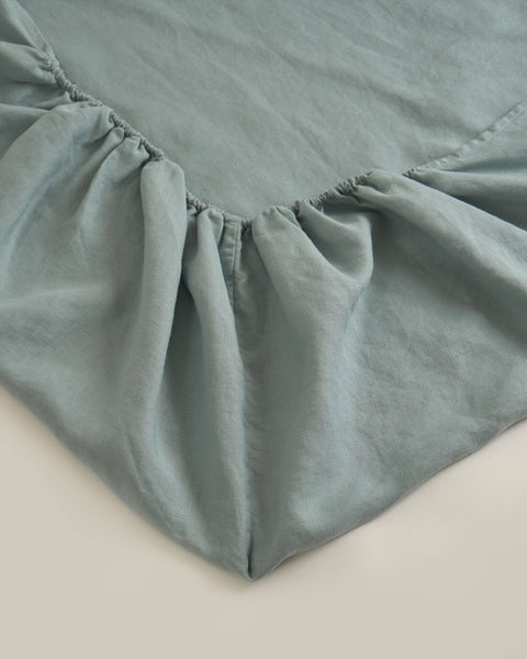 Hemp Fitted Sheet Dusty Blue
