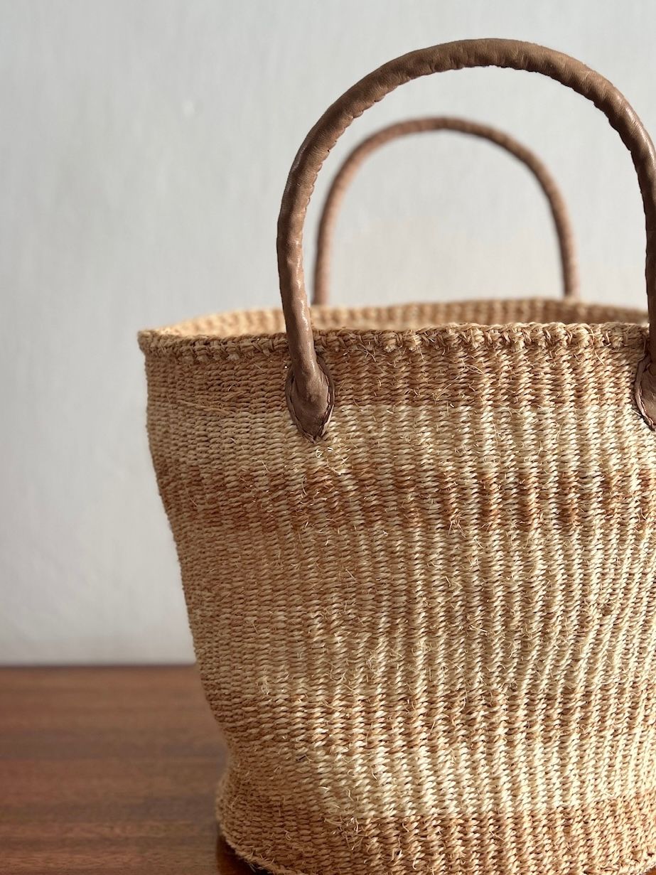 Beige & Natural Sisal Storage Basket