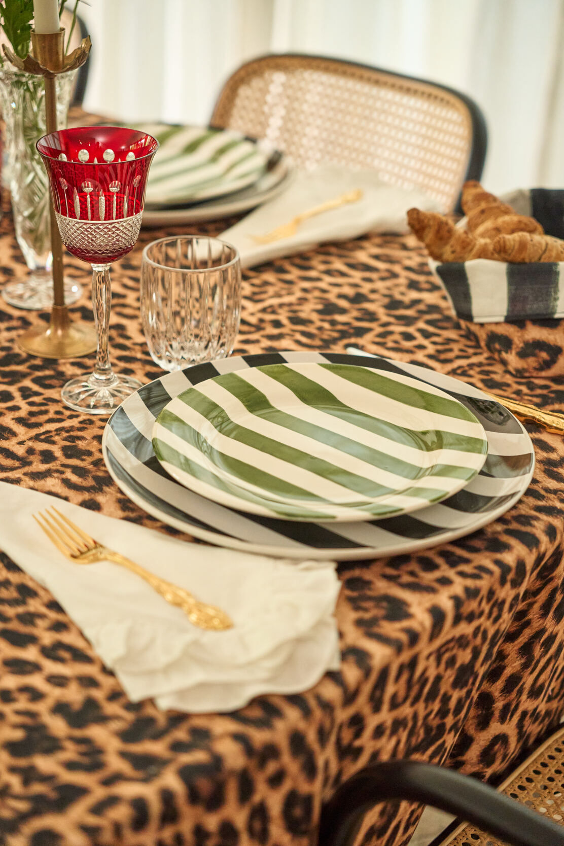 Green Striped Dessert Plate- Between Us