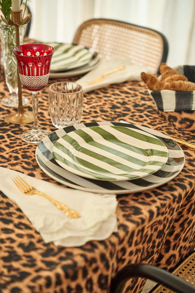 Green Striped Dessert Plate- Between Us