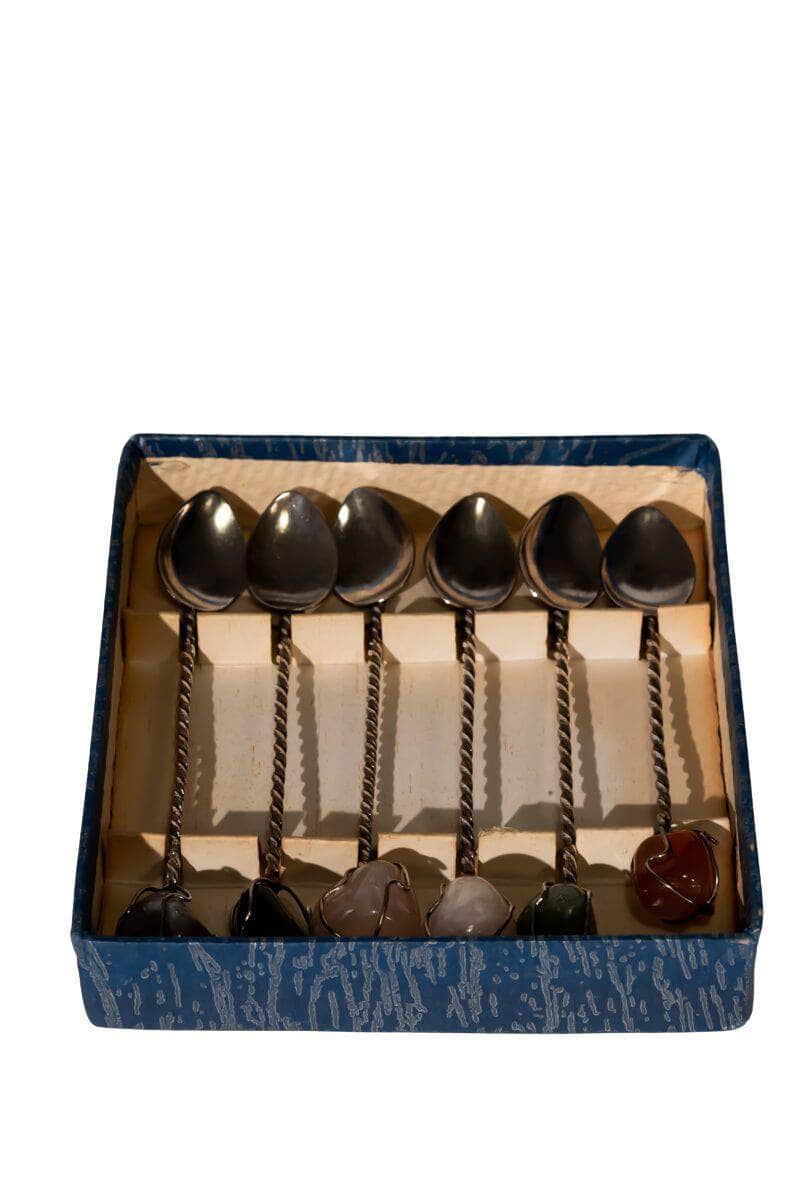 Demitasse Spoon Set with Stones