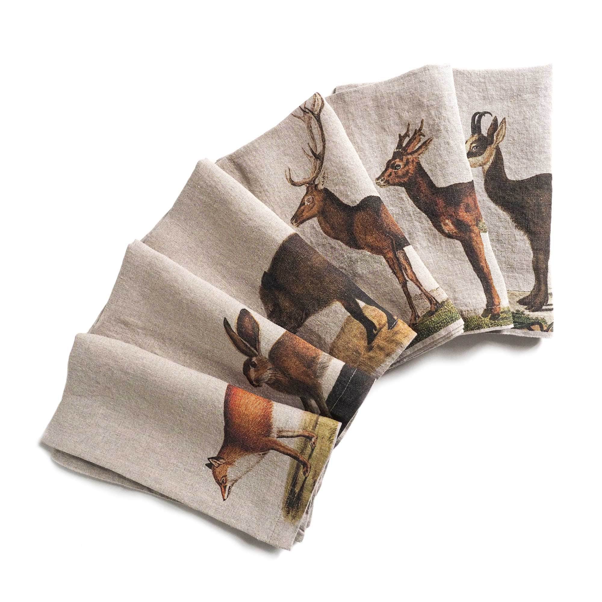 Linen Napkins WILD ANIMALS Set of 6