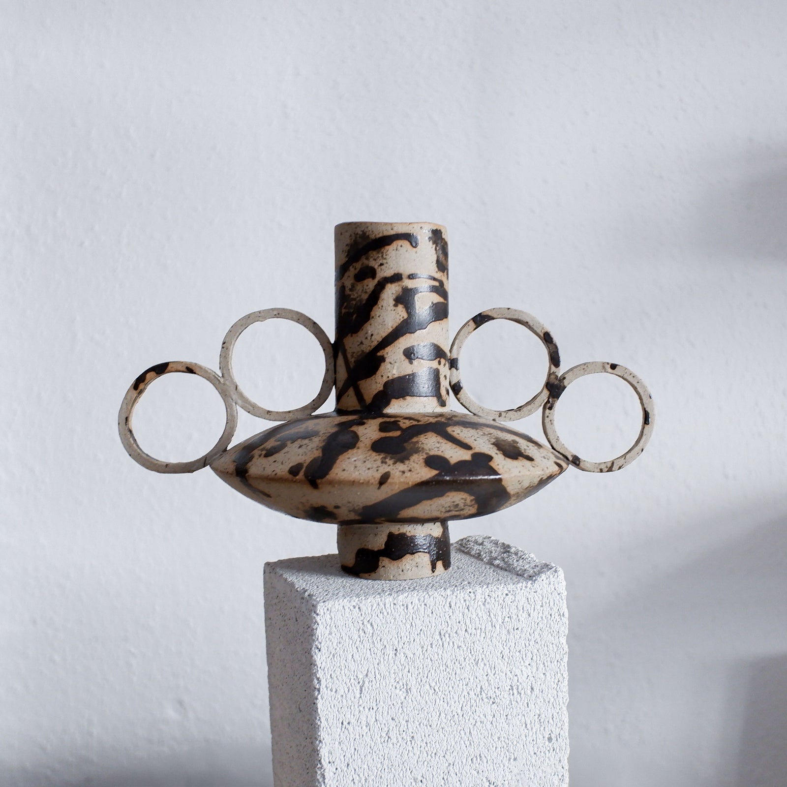 Zebrino - Matt Black Paint Splash - Ceramic Vase