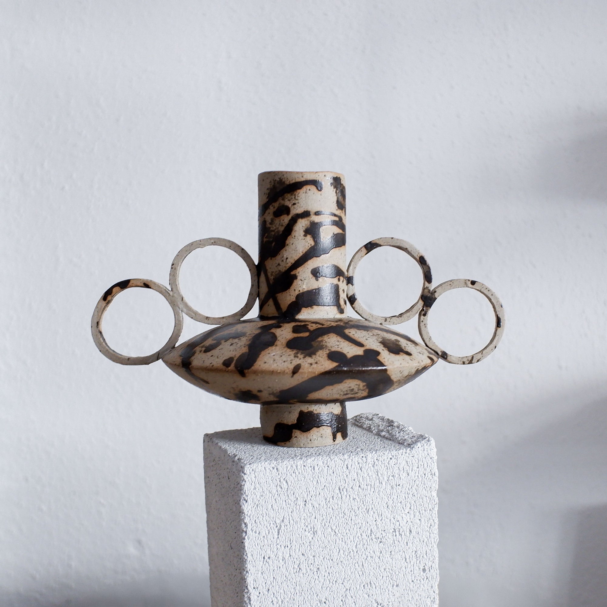 Zebrino - Matt Black Paint Splash - Ceramic Vase