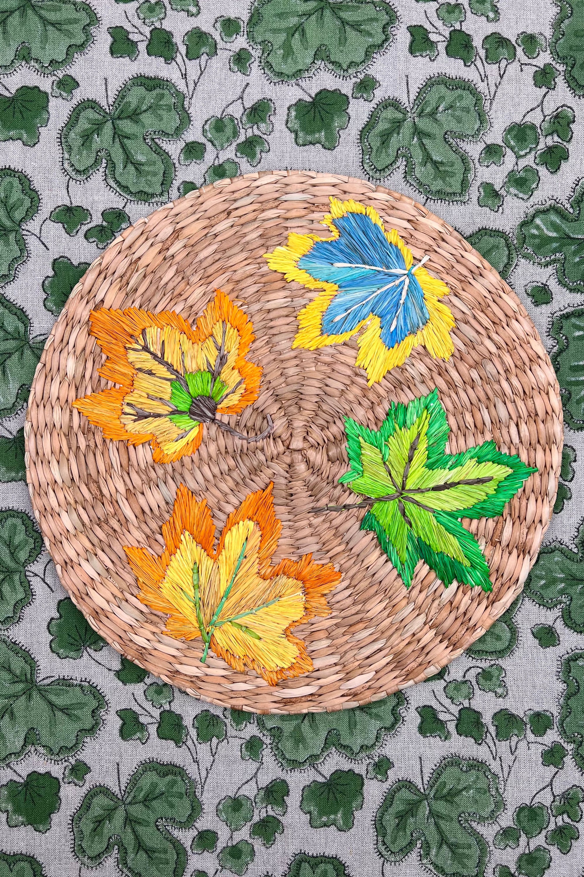 ’The Raffia Placemat’ - Autumn Leaves (pair)