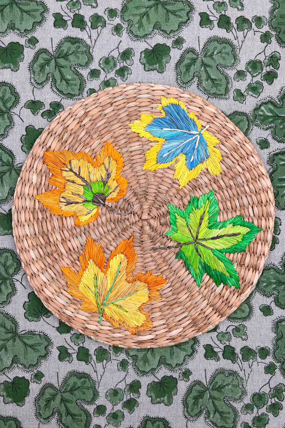 ’The Raffia Placemat’ - Autumn Leaves (pair)